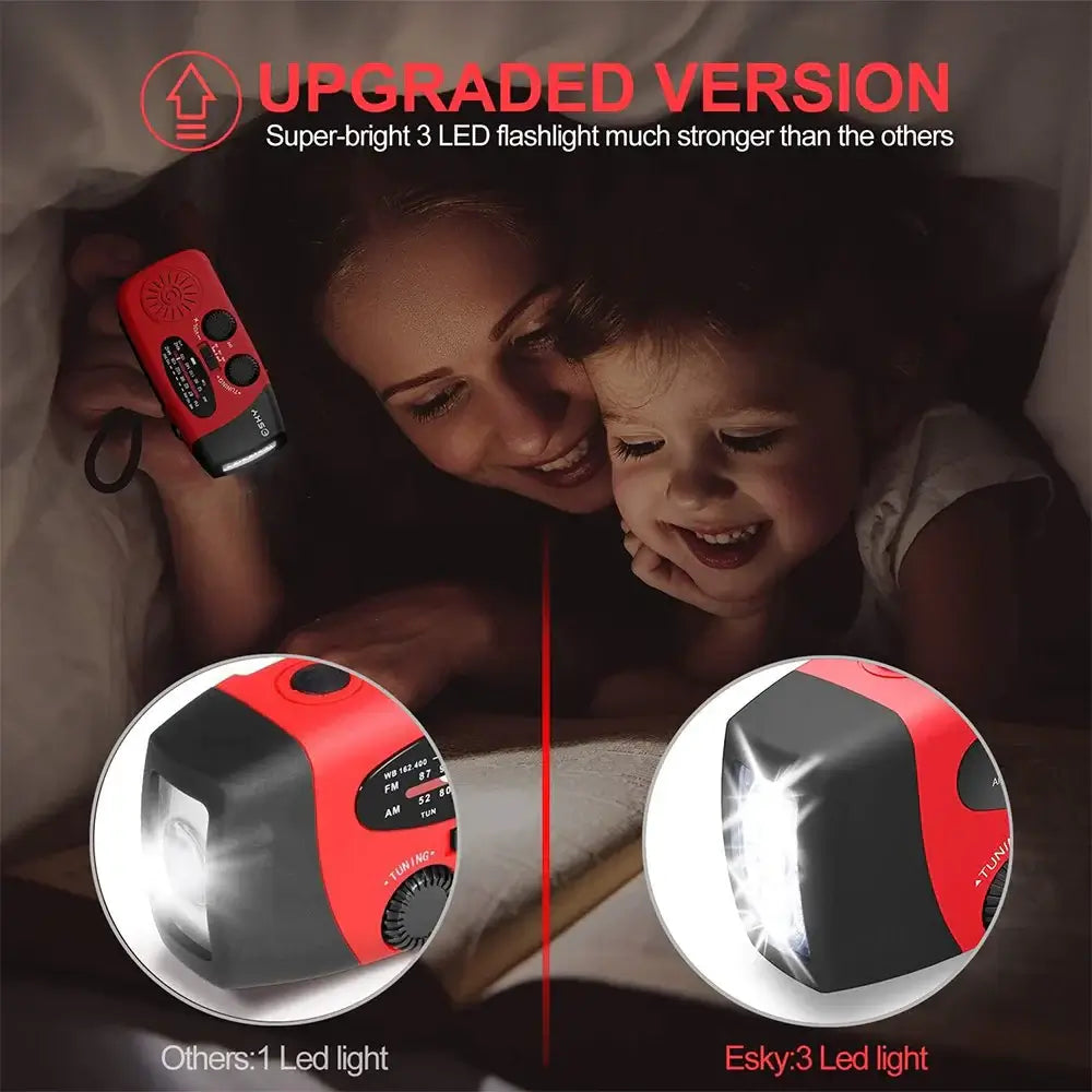 crank solar power bank with flashlight