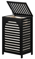 85L Black Bamboo Laundry Hamper with Lid & Removable Liner