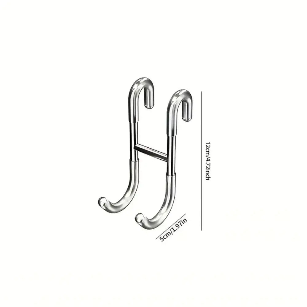 Rust Resistant Multifunctional Shower Door Hook displayed on a sleek bathroom wall, ideal for towels and loofahs.