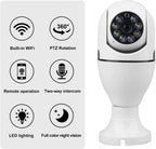 1080P Light Bulb Camera 360 Degree Wireless Wifi features built-in WiFi, PTZ rotation, remote operation and night vision.